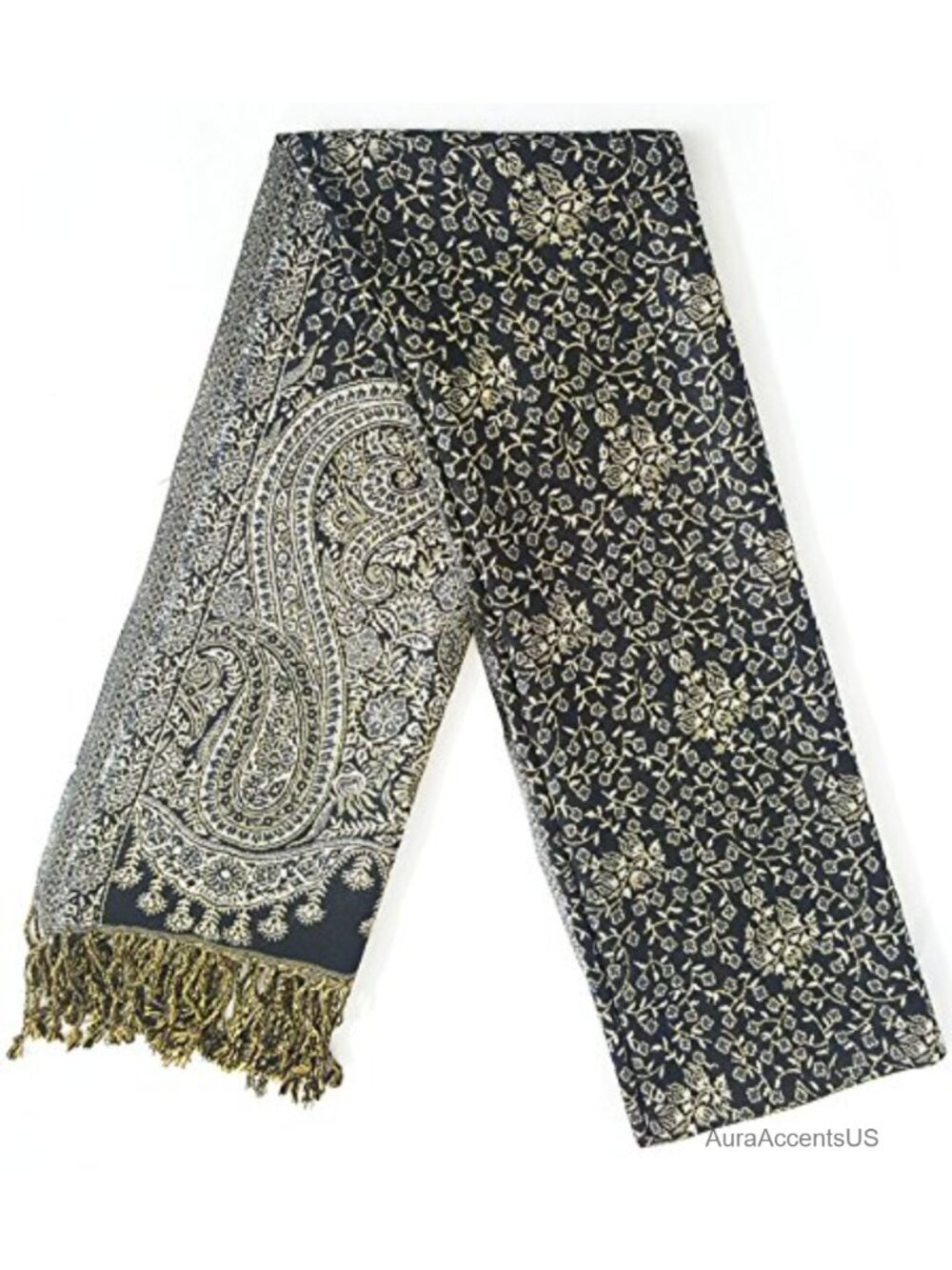 Reversible Double Sided Wool Silk Jamawar Stole Large Scarf Wrap